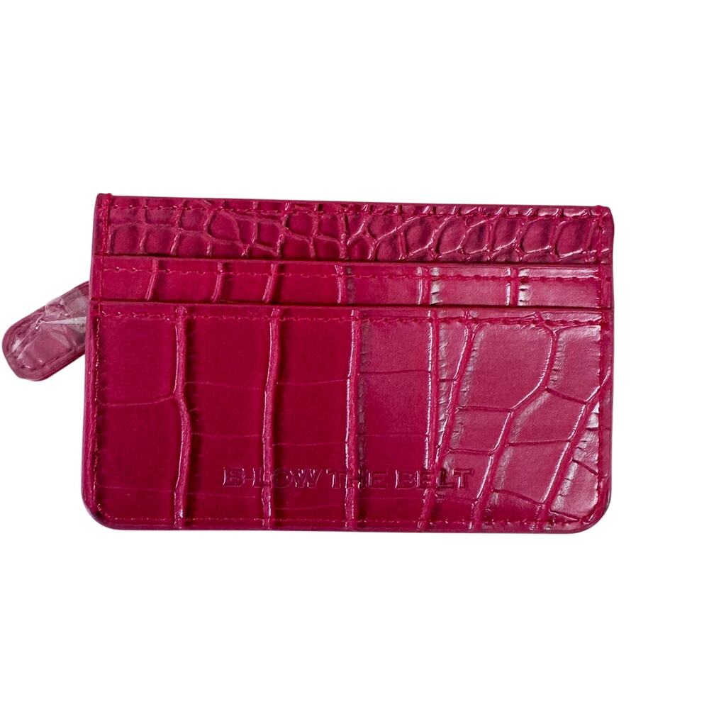 NWOT B-LOW THE BELT Red Croc Embossed Card Holder